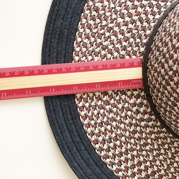 Betmar Wide Brim Floppy Beach Sun Hat Red Green White Cross Hatch Black Border - Picture 11 of 11